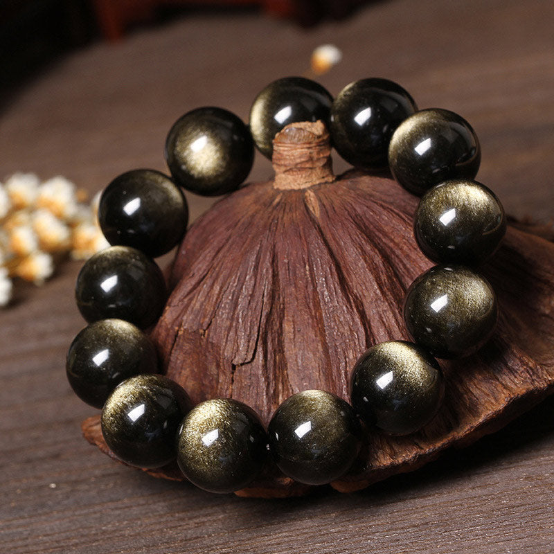 Braccialetto di purificazione in ossidiana tibetana Buddha Stones