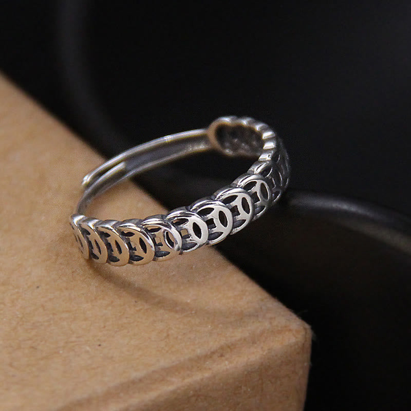Anello regolabile portafortuna con design moneta in rame vintage