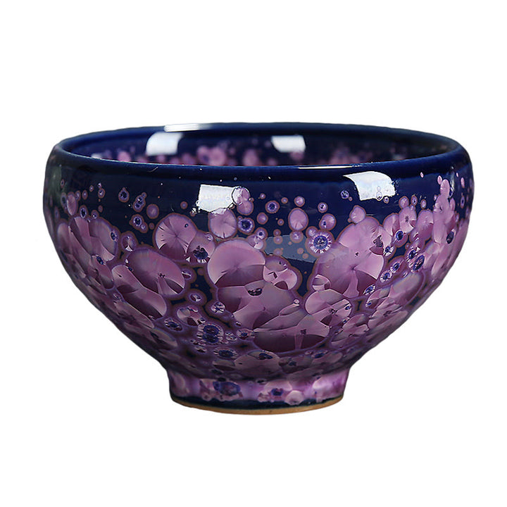 Buddha Stones Fiori di Iris Colorati Forno Cinese Jianzhan Cambiamento Tazza da Tè in Porcellana Tazza da Tè Tenmoku Kung Fu