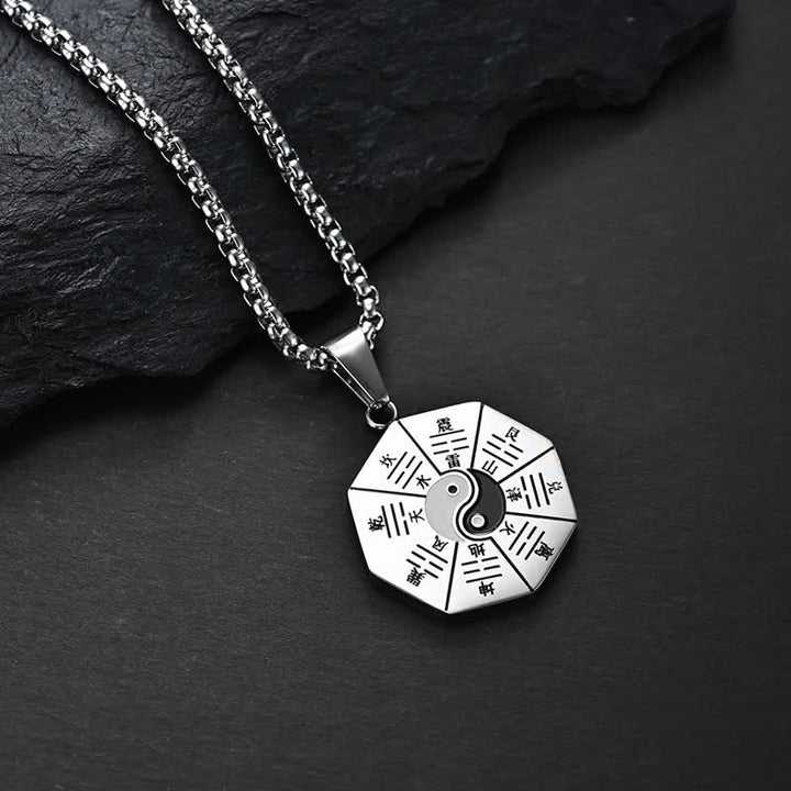 Collana pendente in acciaio al titanio e bilanciamento Bagua Yin Yang - Argento - image 6