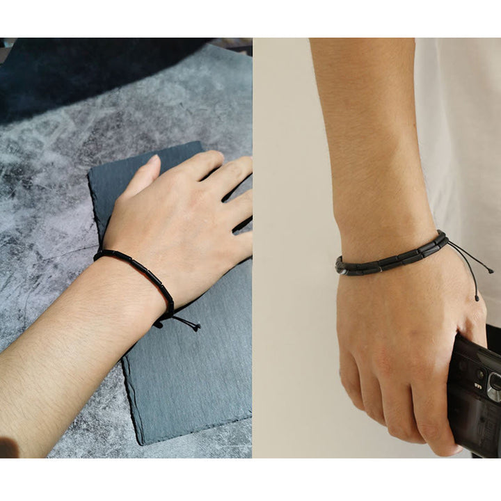 Braccialetto di protezione e supporto con perline di onice nero Buddha Stones