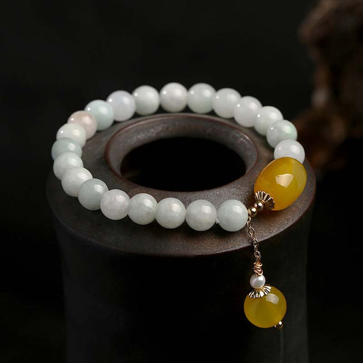 Braccialetto di protezione in agata bianca naturale Buddha Stones