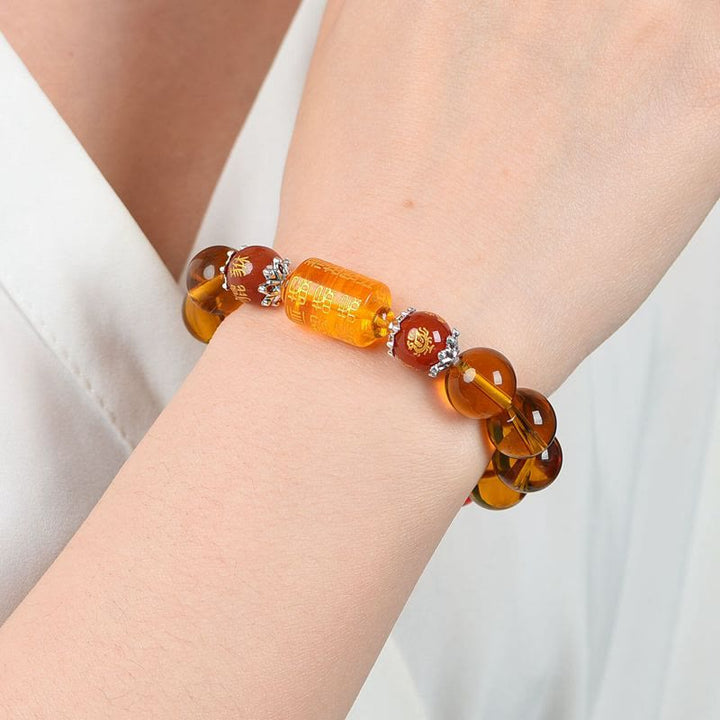 Bracciale Buddha Stones Natural Citrine Fortuna Felicità