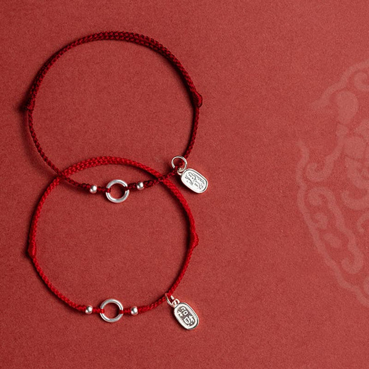 Braccialetto in corda rossa con fibbia in argento sterling 925 Buddha Stones Lucky Fortune Peace Joy Lotus Peace - image 9