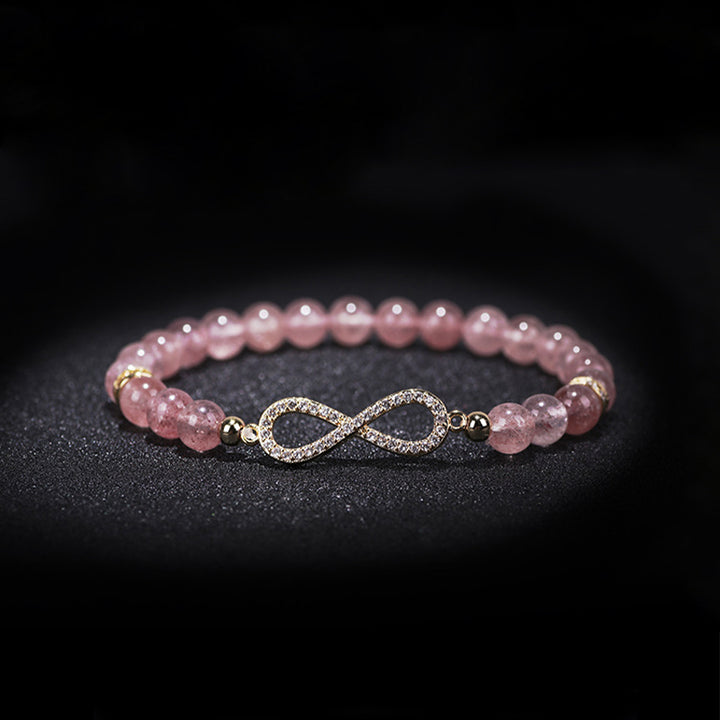 Braccialetto di guarigione positiva in quarzo fragola naturale Buddha Stones