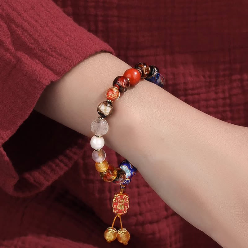 Buddha Stones Tibetano Incenso Colorato Cenere Perline di Vetro Liuli Om Mani Padme Hum Dorje Vajra 18 Perline Polso Mala