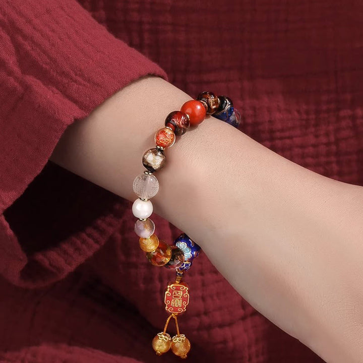 Buddha Stones Tibetano Incenso Colorato Cenere Perline di Vetro Liuli Om Mani Padme Hum Dorje Vajra 18 Perline Polso Mala