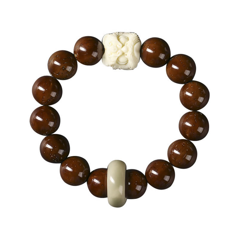 Braccialetto della saggezza del leone danzante dei semi di Bodhi viola Buddha Stones