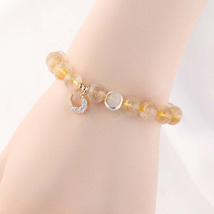 Bracciale con ciondolo lunare e protezione dalla fortuna in citrino