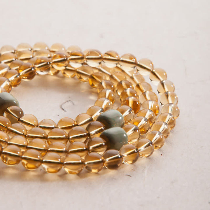 Buddha Stones 108 Mala Beads 925 Sterling Silver Citrino Sandalo Turchese Protezione Bracciale Prosperità - image 19