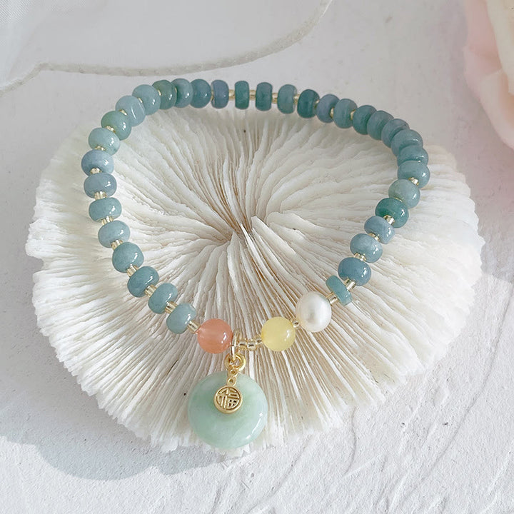 Buddha Stones, giada naturale di Hetian, perle, fibbia della pace, carattere Fu, zucca, borsa dei soldi, quarzo fragola, braccialetto della fortuna PiXiu