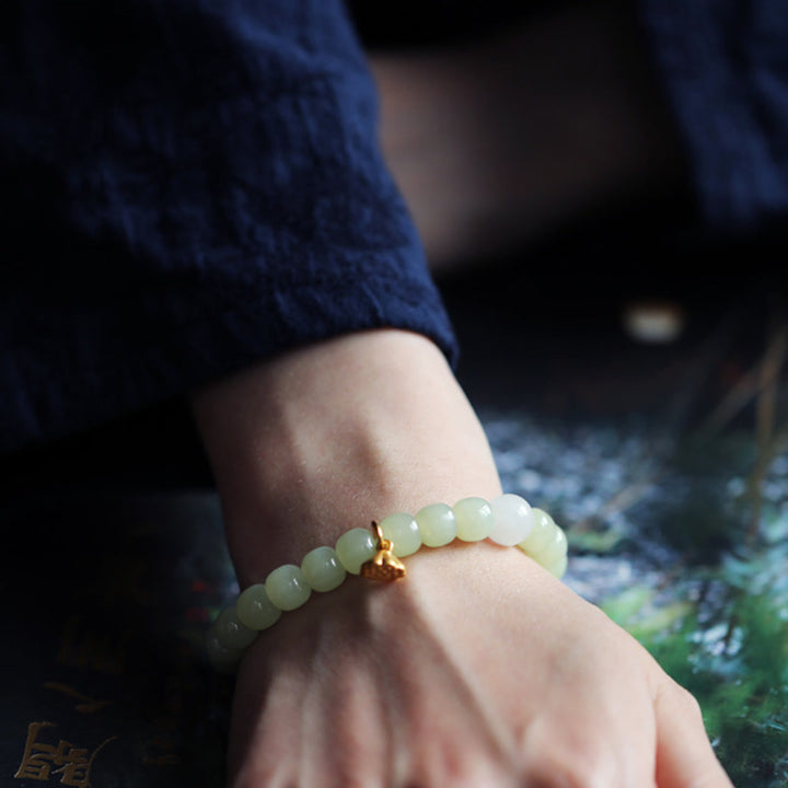 Buddha Stones Bracciale regolabile Jade Lotus Abundance - image 3