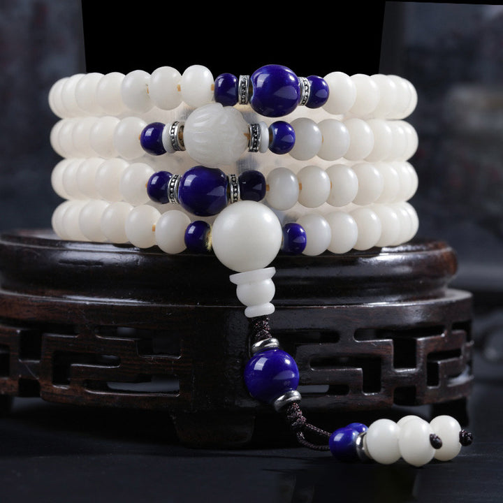 Buddha Stones Braccialetto con ciondolo di benedizione del loto con perline di Bodhi - Semi di Bodhi e perlina viola - 10*8mm - image 4