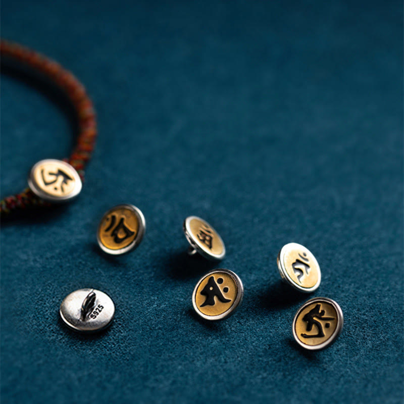 Braccialetto decorativo Buddha Stones, realizzato a mano in argento sterling 925, con motivo zodiacale cinese e corda colorata, protezione. - image 3