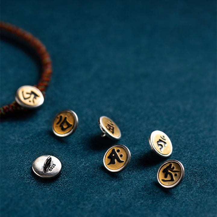 Braccialetto decorativo Buddha Stones, realizzato a mano in argento sterling 925, con motivo zodiacale cinese e corda colorata, protezione. - image 3