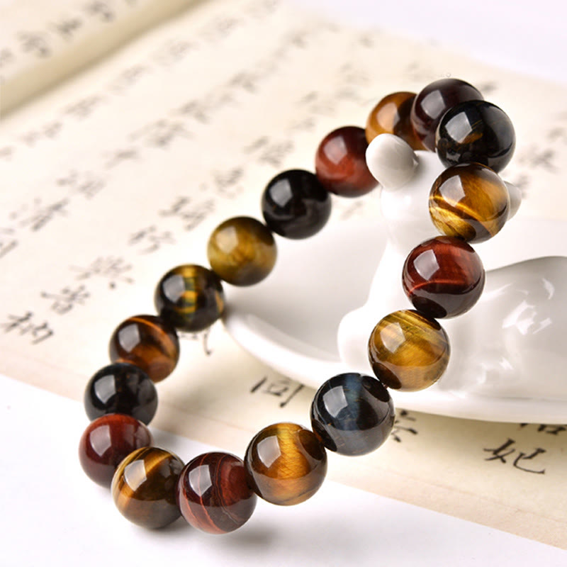 Braccialetto di protezione positiva con occhio di tigre naturale Buddha Stones