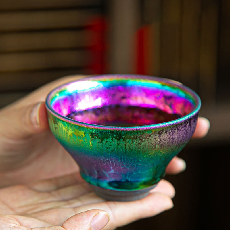 Buddha Stones Fatto a mano Fata Arcobaleno Cinese Jianzhan Tazza da tè in ceramica Tenmoku Kung Fu Tazza da tè