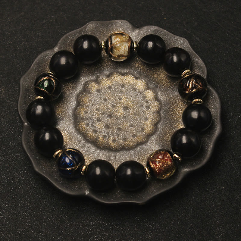 Braccialetto di perline di vetro di Liuli, Buddha Stones , incenso, sapone occidentale, cenere