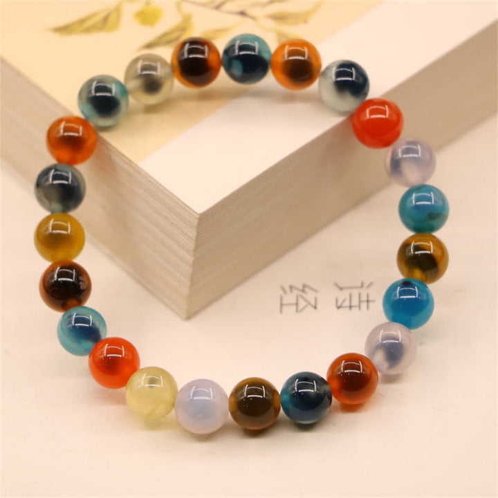 Braccialetto di perline di forza curativa in agata di caramelle colorate