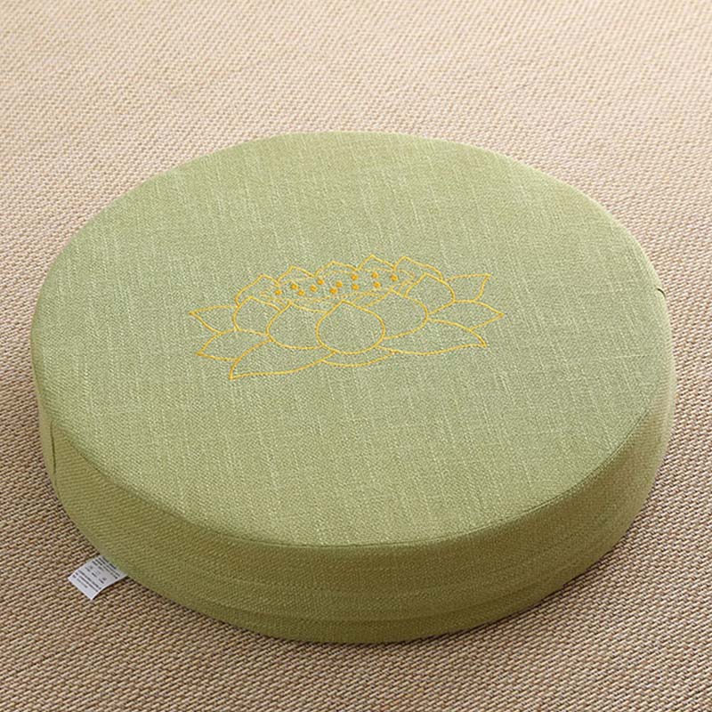 Cuscino per seduta da meditazione in cotone e lino con ricamo di loto Buddha Stones