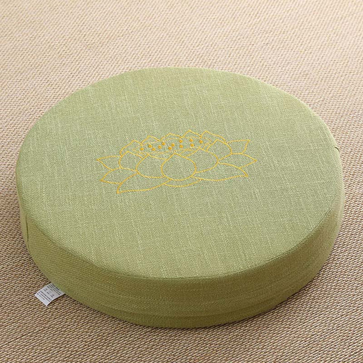 Cuscino per seduta da meditazione in cotone e lino con ricamo di loto Buddha Stones