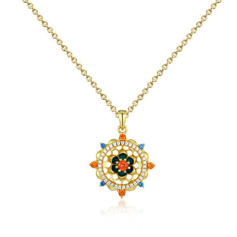 Collana con ciondolo Buddha Stones in argento sterling 925 con fiore di loto e zircone colorato, nuovo inizio - image 2