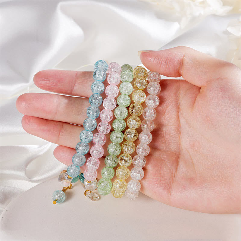 Braccialetto di perline di vetro con ciondolo a forma di fiore con design semplice Buddha Stones