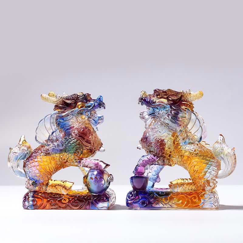 Feng Shui Kirin Fatto a mano Liuli Cristallo Arte Pezzo Fortuna Casa Ufficio Decorazione - image 0