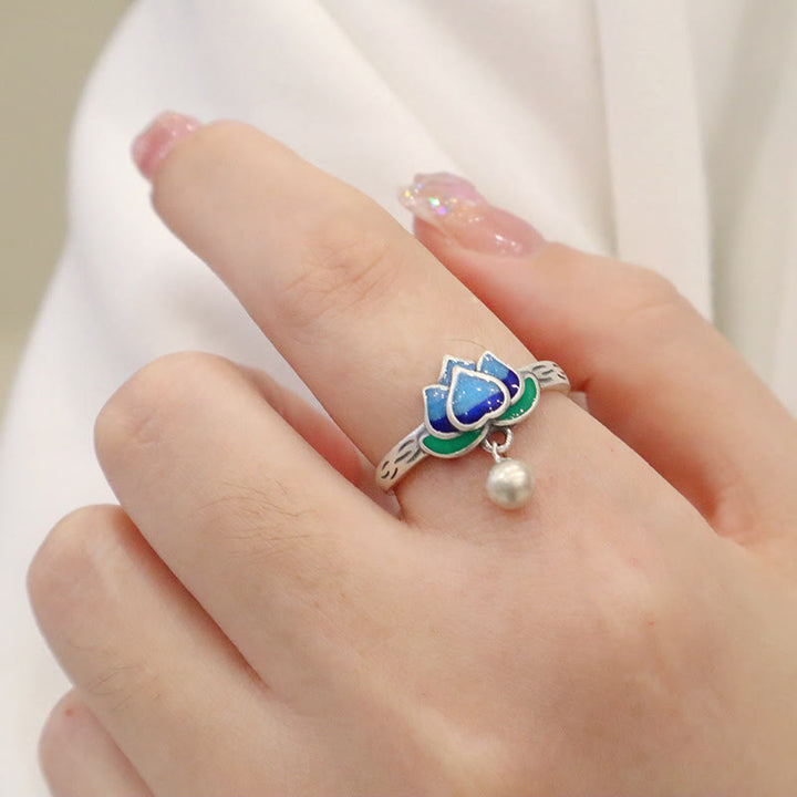 Anello dell'illuminazione con motivo a fiore di loto Buddha Stones