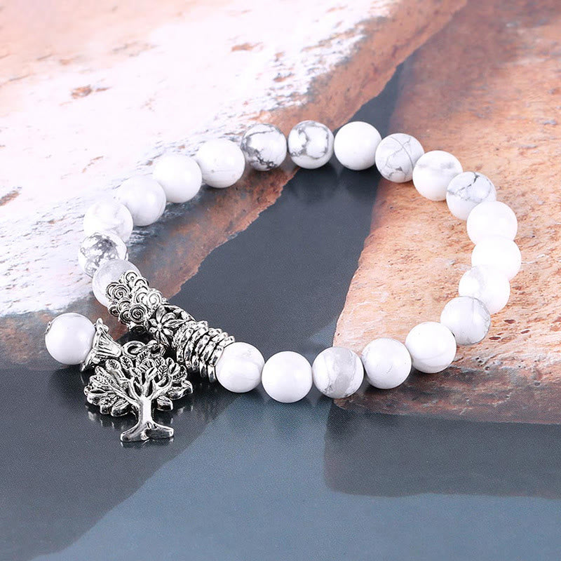 Braccialetto elastico portafortuna con albero della vita in pietra preziosa naturale Buddha Stones