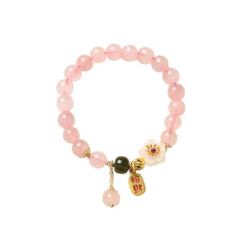 Braccialetto Buddha Stones Natural Pink Crystal Jade Flower Warm Love - image 7