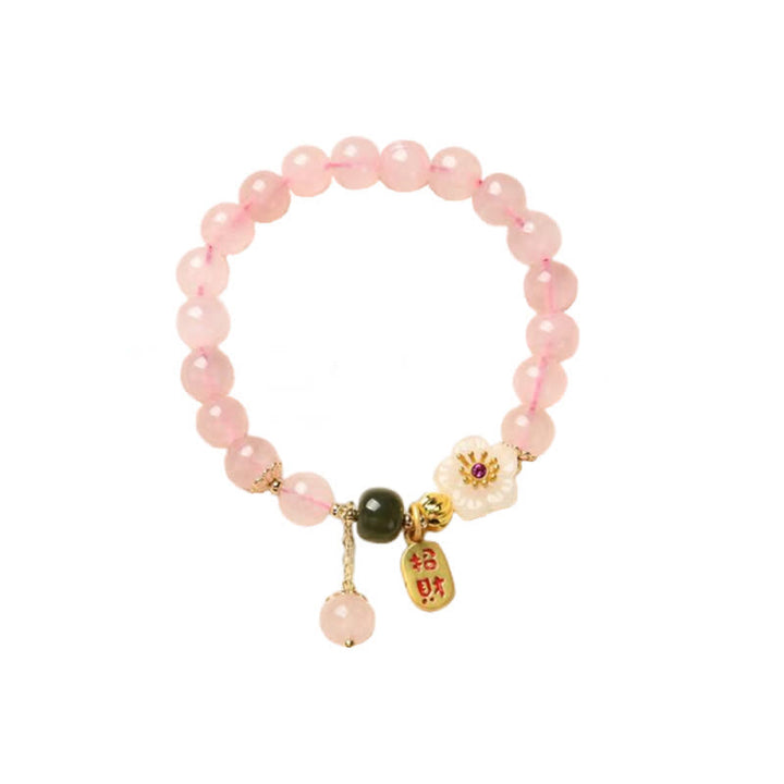 Braccialetto Buddha Stones Natural Pink Crystal Jade Flower Warm Love - image 7