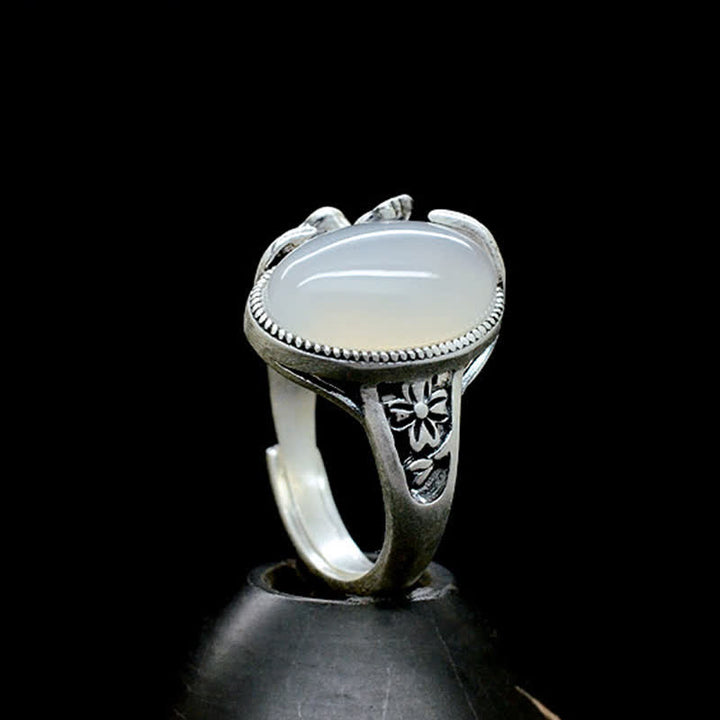 Anello in argento sterling 990 con calcedonio naturale e prugna, armonia positiva - image 11