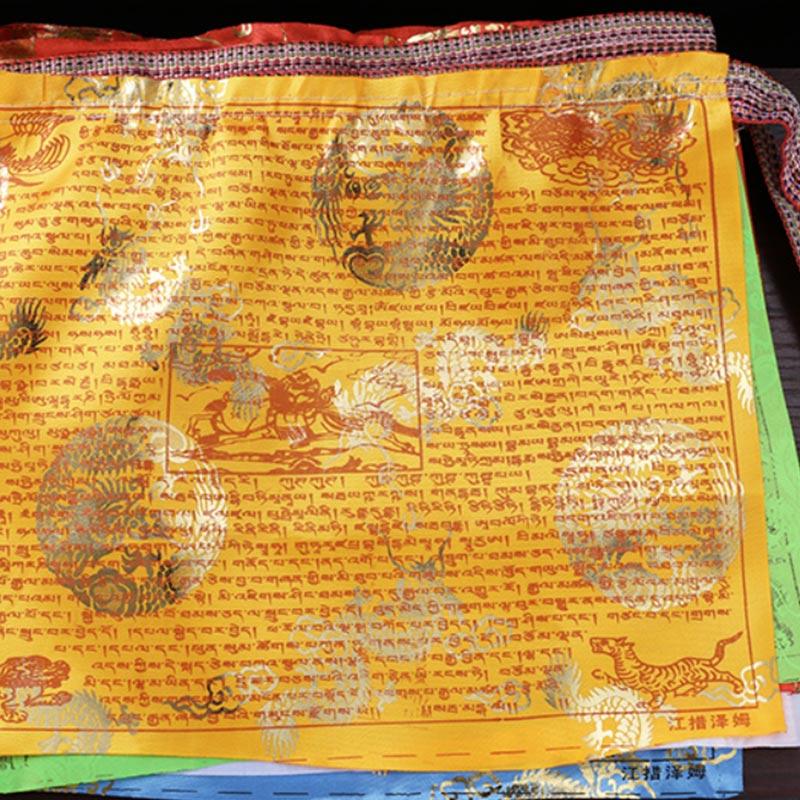 Bandiere di preghiera tibetane a 5 colori con motivo drago e cavallo del vento, per esterni, 20 pezzi. - image 8