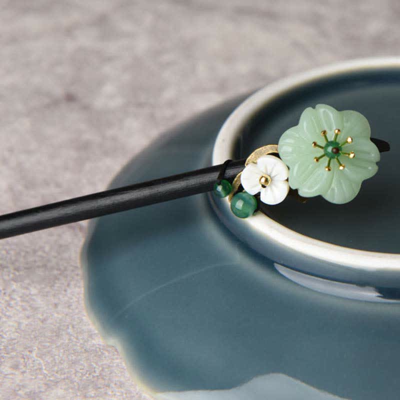 Decorazione per forcina con fiore di agata verde e Buddha Stones, positività