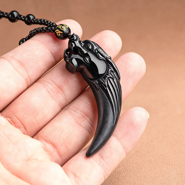 Collana con ciondolo di protezione con motivo a dente di drago dello zodiaco cinese in giada nera naturale Buddha Stones - image 3
