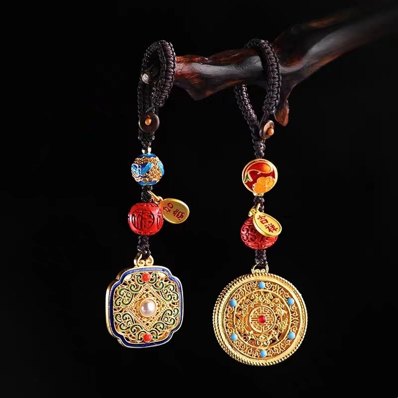 Portachiavi con ciondolo a forma Buddha Stones Fu Character Blessing Ruyi - image 0
