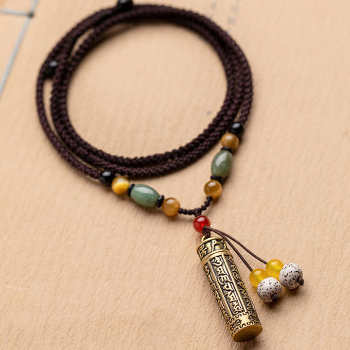 Buddhastoneshop Tibet Om Mani Padme Hum Agata Shurangama Sutra Collana con pendente di protezione - image 14