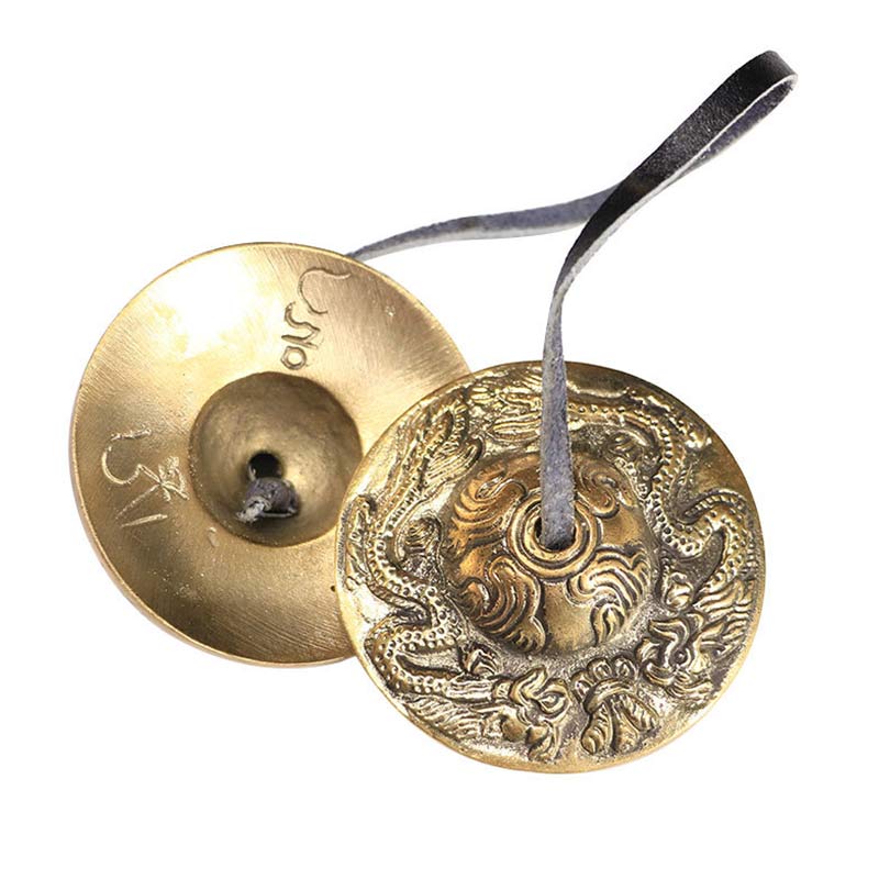 Buddha Stones Campana tibetana Tingsha Sei parole vere Drago Rame Bilancia Decorazione con borsa - image 14