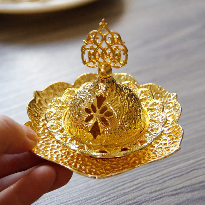 Sottobicchiere in foglia d'oro spirituale Mini lega di metallo bruciatore di incenso