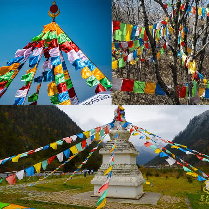 Bandiere di preghiera tibetane a 5 colori con simbolo del cavallo del vento, per esterni, 20 pezzi - image 2