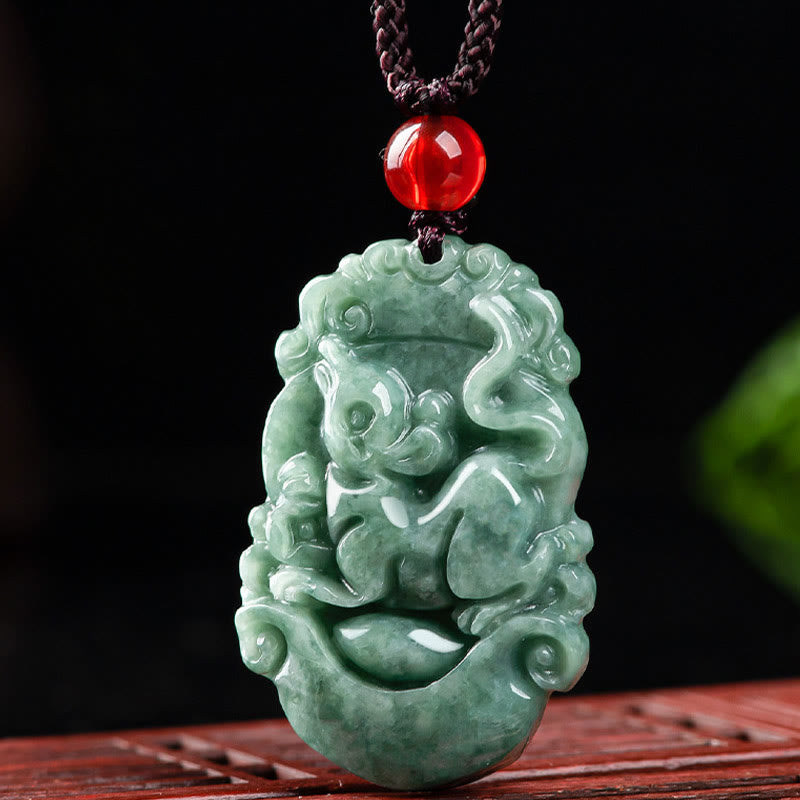Collana con ciondolo Buddha Stones Natural Jade 12 Zodiaco Cinese Prosperità - image 11