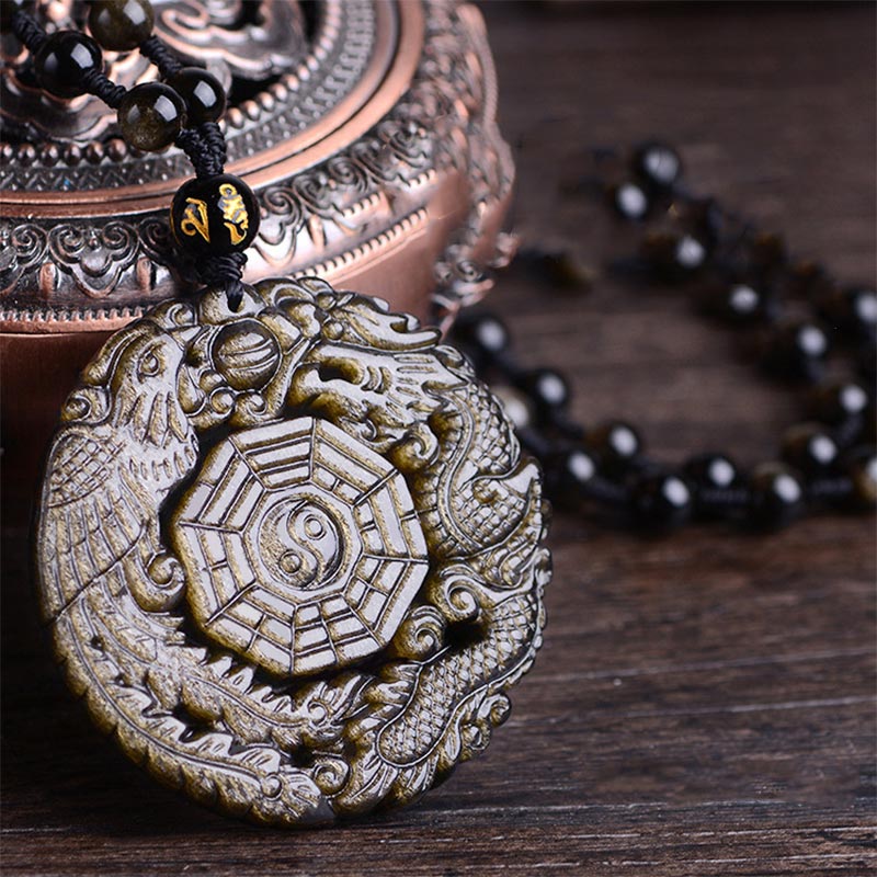 Collana con ciondolo di energia curativa in ossidiana dorata Buddha Stones