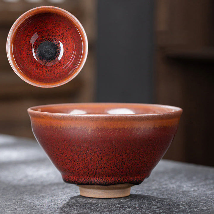 Tazza da tè in porcellana cinese Jianzhan vintage rosso marrone Buddha Stones Kung Fu Tea Cup