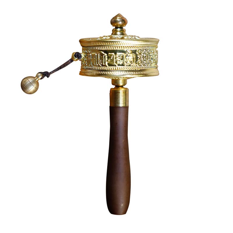 Ruota di preghiera tibetana Sei parole vere Decorazione curativa in legno di sandalo - image 7