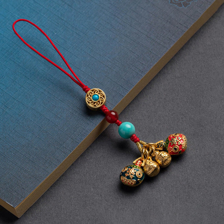 Buddha Stones Oro Ingoiare Bestia Famiglia Fortuna Portachiavi Auto Telefono Appeso Decorazione