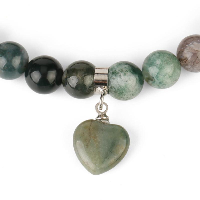 Braccialetto di perline curative con cuore d'amore in quarzo naturale Buddha Stones