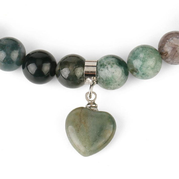 Braccialetto di perline curative con cuore d'amore in quarzo naturale Buddha Stones
