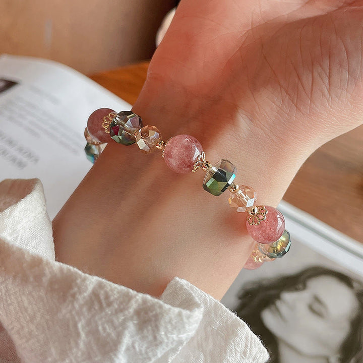 Braccialetto positivo in cristallo colorato di quarzo fragola naturale Buddha Stones