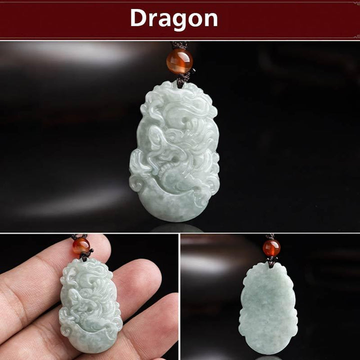 Collana con ciondolo di successo con 12 simboli dello zodiaco cinese in giada naturale Buddha Stones - Drago - image 30